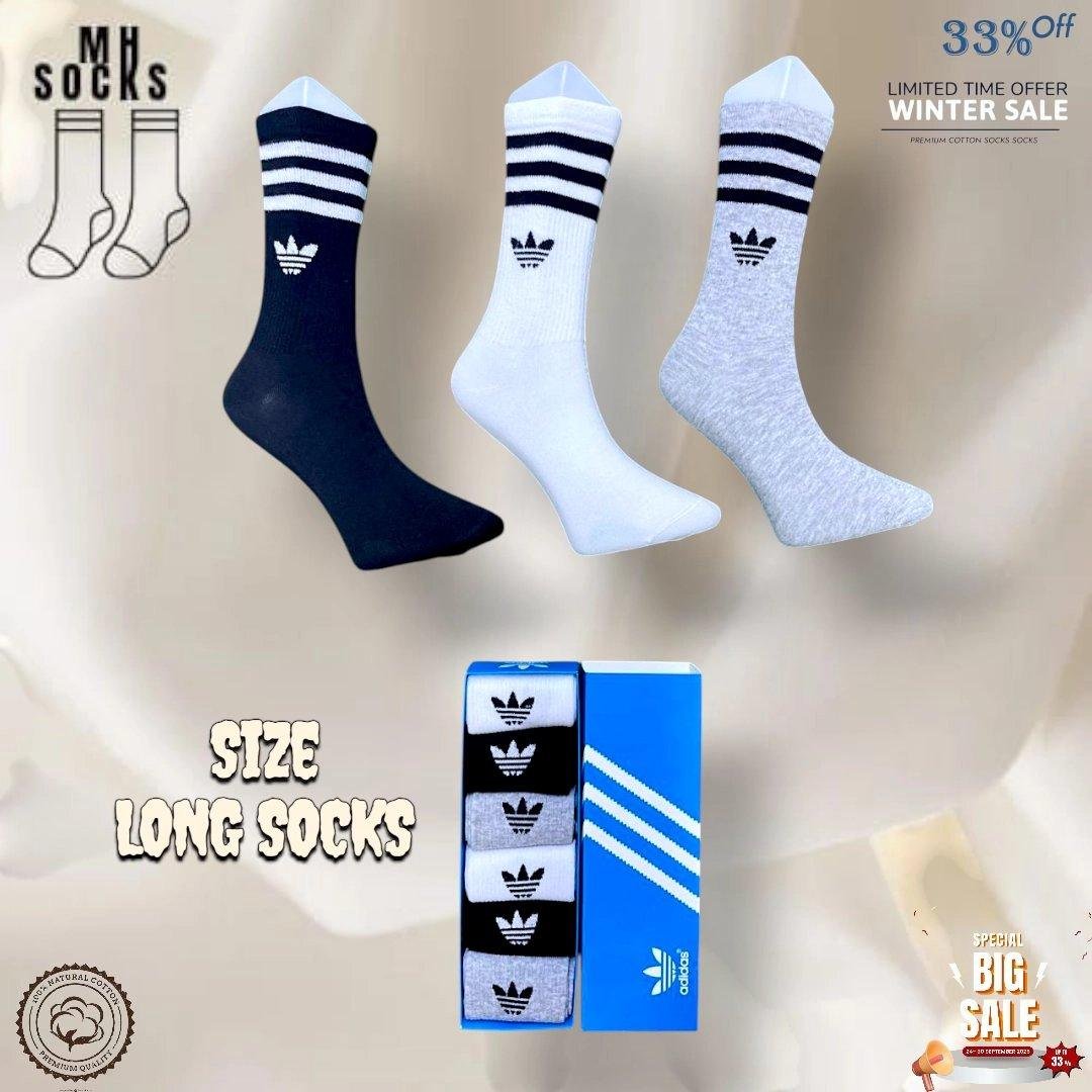 Adidas  Long Size Socks Combo Pack (6 Pair in 1 Box)