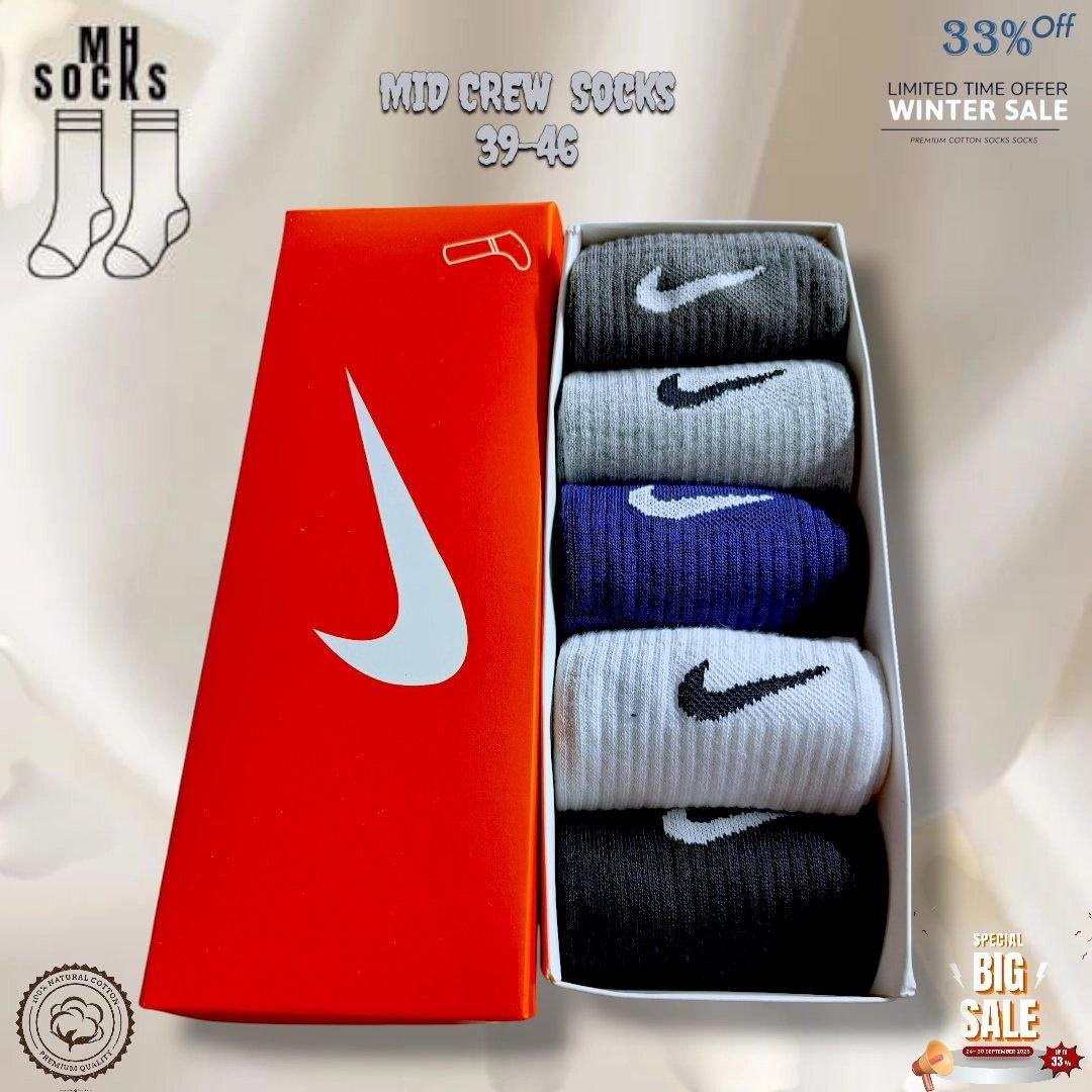 Nike Mid crew Socks Combo Pack (5 Pair in 1 Box)