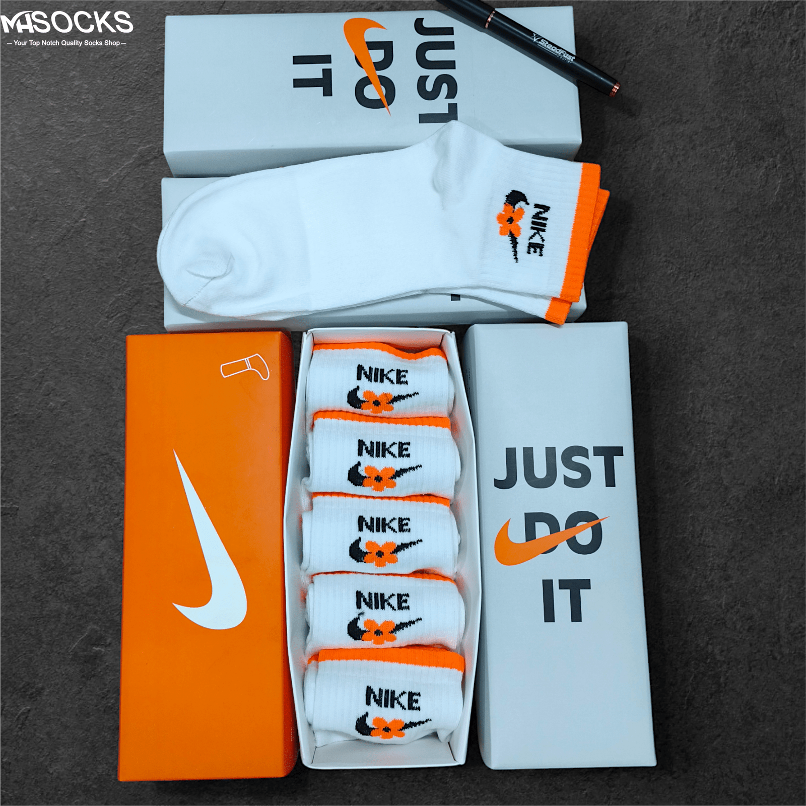 Nike WHITE  Mid crew Socks Combo Pack (5 Pair in 1 Box)