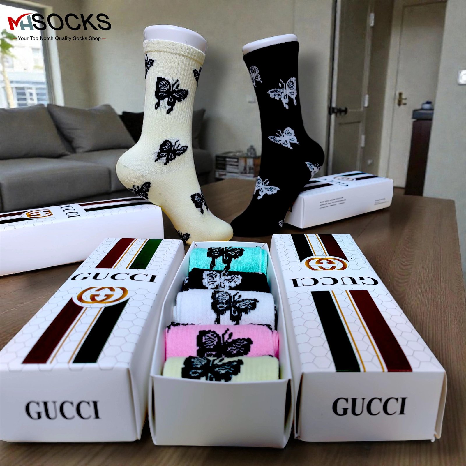 Butterfly  crew Socks Combo Pack (5 Pair in 1 Box)