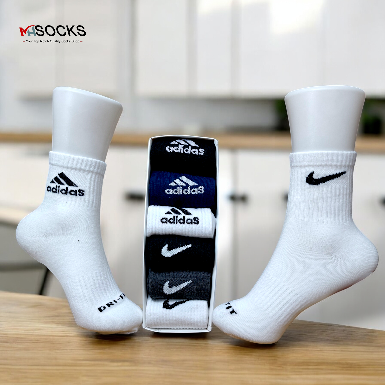 N&A Mix Mid craw Socks Combo Pack (6 Pair in 1 Box)