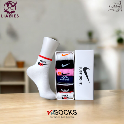 Ladies Mid crew Socks Combo Pack (6 Pair in 1 Box)