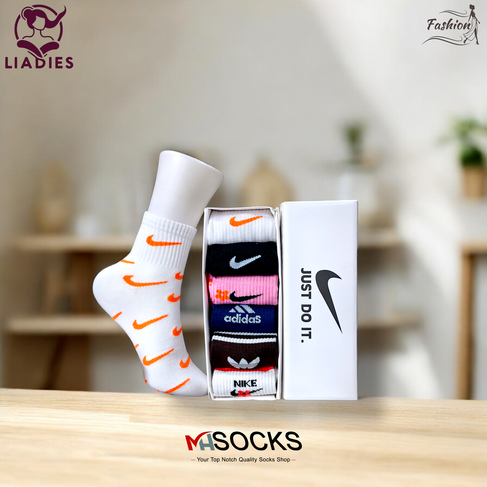 Mix N&A Mid crew Socks Combo Pack (6 Pair in 1 Box)