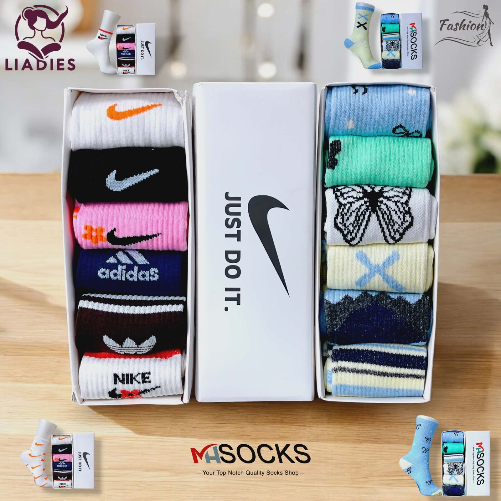 Mid crew& Long Socks Combo Pack (12 Pair in 2 Box)