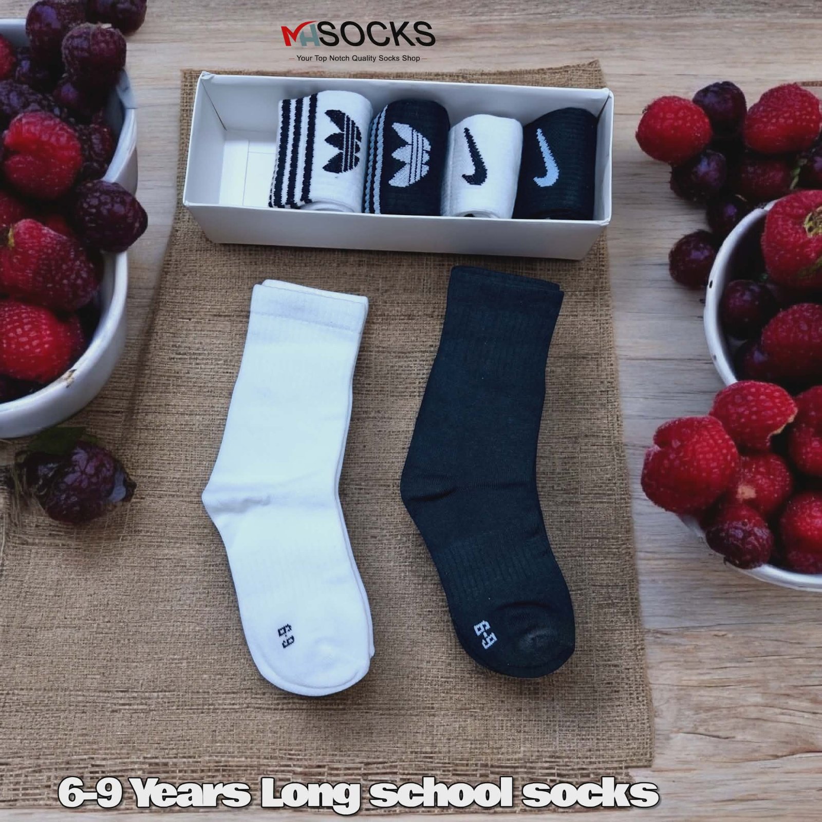 6-9years Nike&adidas mix School  Baby Long Socks Combo Pack (6Pair 1Box)