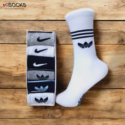 Nike&Adidas Long Mix Socks Combo pack 6 pair 1 box