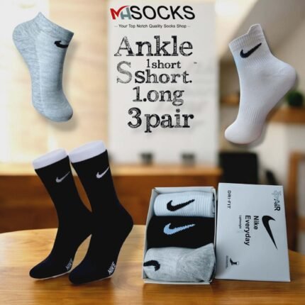 Ankle,Short, Long Mix Combo pack (3 pair in 1 Box)